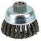 Weiler Wolverine 3" Knot Wire Cup Brush .020" Steel Fill 5/8"-11 UNC Nut 36238 - alternate 1